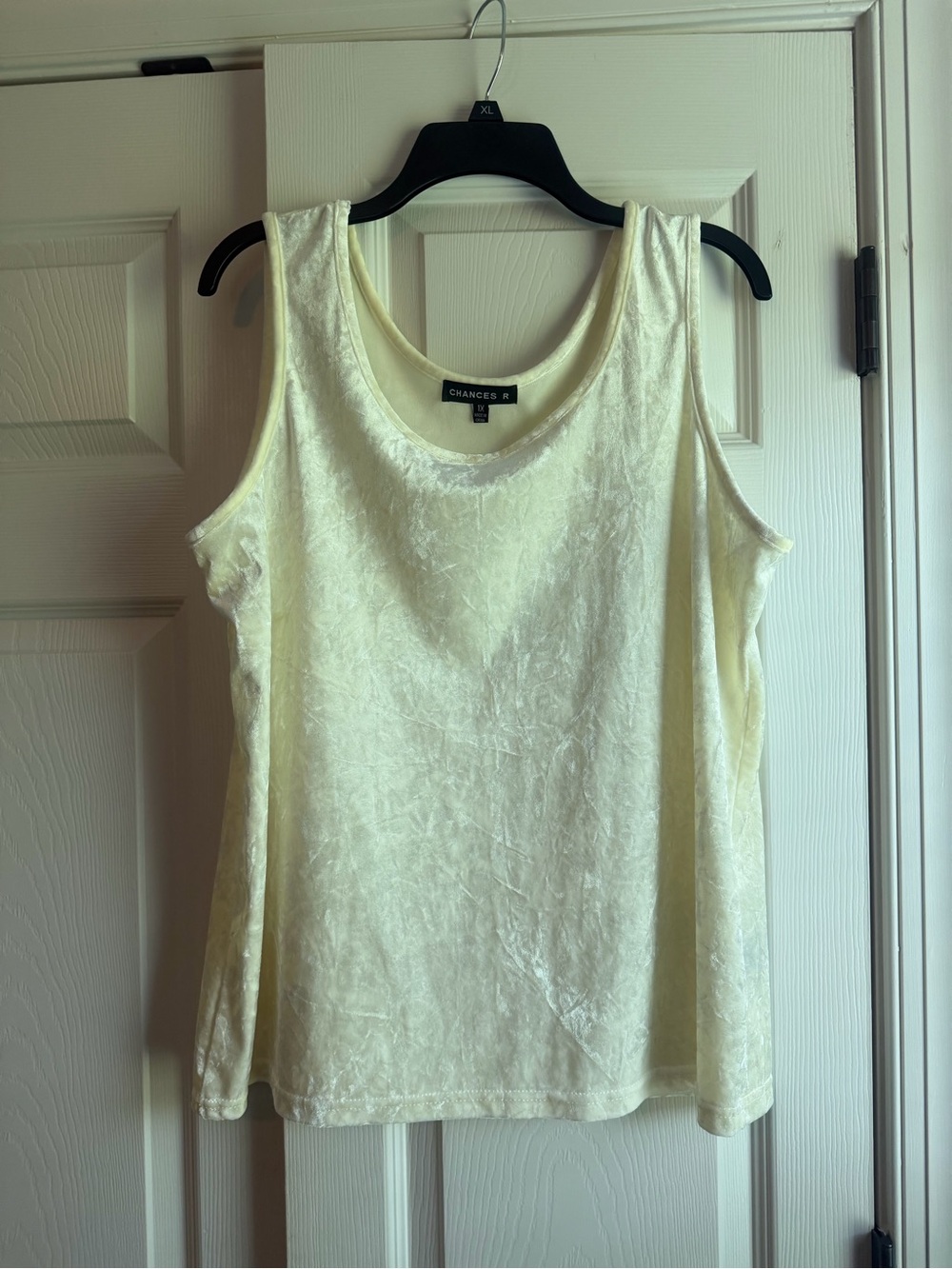 Chances R Velvet Scoop Neck Tank in Light Cream